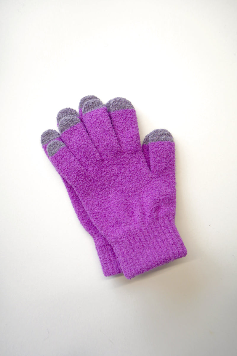 Plush Touch-Screen Gloves - Striking Purple